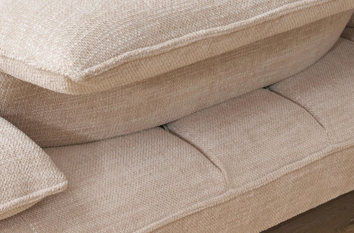 ECKSOFA Beige Flachgewebe Rücken echt, Kopfteilverstellung, Sitztiefenverstellung  - Beige, Design, Textil/Metall (165/282cm) - hülsta