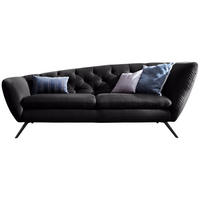 CHESTERFIELD 2-SITZER-SOFA Schwarz Mikrofaser  - Schwarz, Design (223/84/90cm) - Pure Home Lifestyle