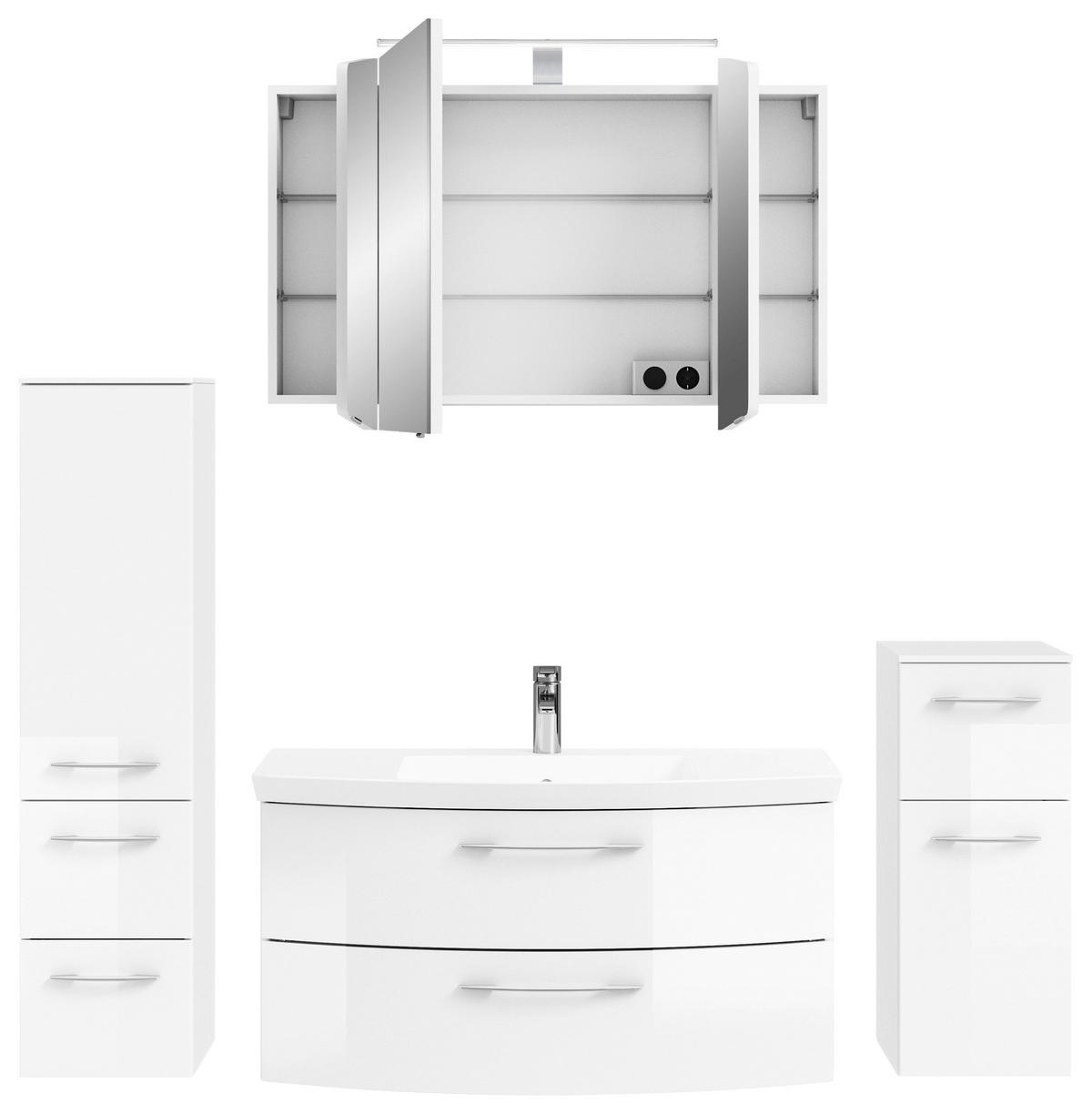 BADEZIMMER 5-teilig  in 161 cm  - Chromfarben/Weiß Hochglanz, KONVENTIONELL, Glas/Holzwerkstoff (161cm) - Pelipal