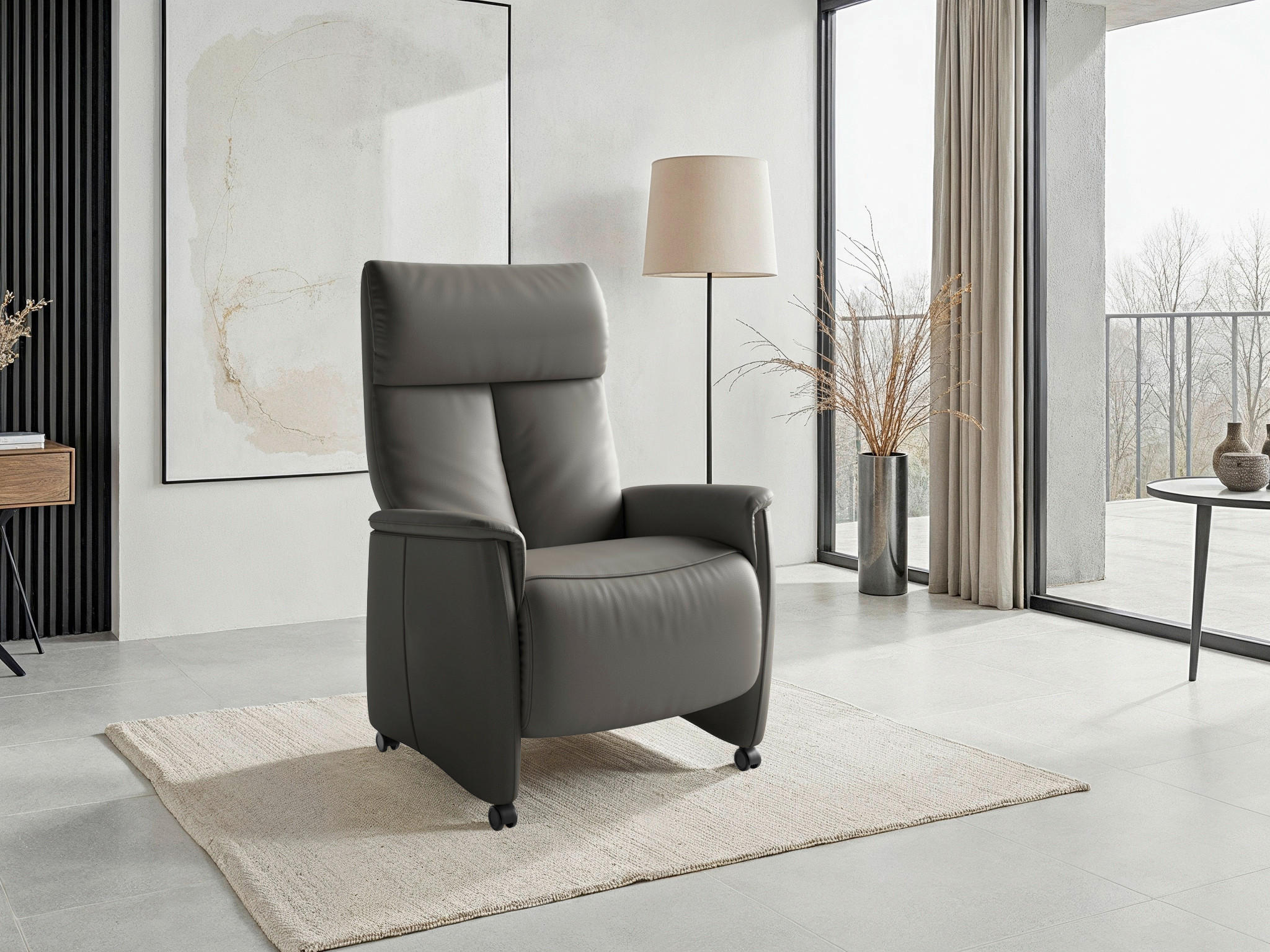 RELAXAČNÉ KRESLO, koža, antracitová - čierna/antracitová, Basics, koža/plast (76/114/84cm) - Sit & More