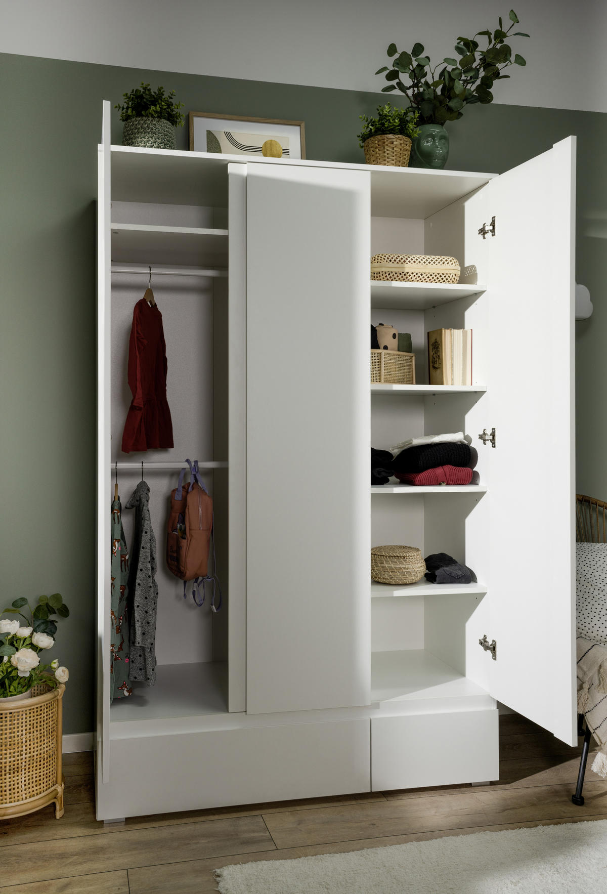 DREHTÜRENSCHRANK 3-türig Weiß  - Weiß, Basics, Holzwerkstoff (120/191/55cm) - MID.YOU