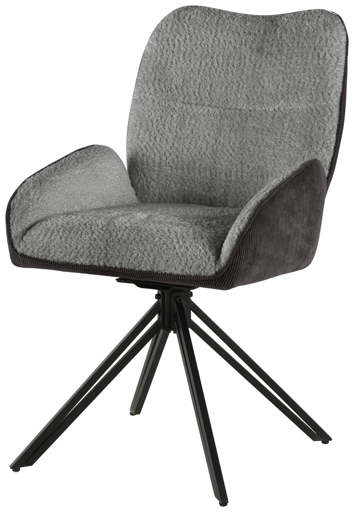ARMLEHNSTUHL  in Eisen Chenille, Cord  - Schwarz/Grau, LIFESTYLE, Holz/Textil (54/87/62cm) - MID.YOU