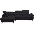 ECKSOFA in Echtleder Dunkelbraun  - Dunkelbraun/Schwarz, Design, Leder/Metall (220/270cm) - Novel