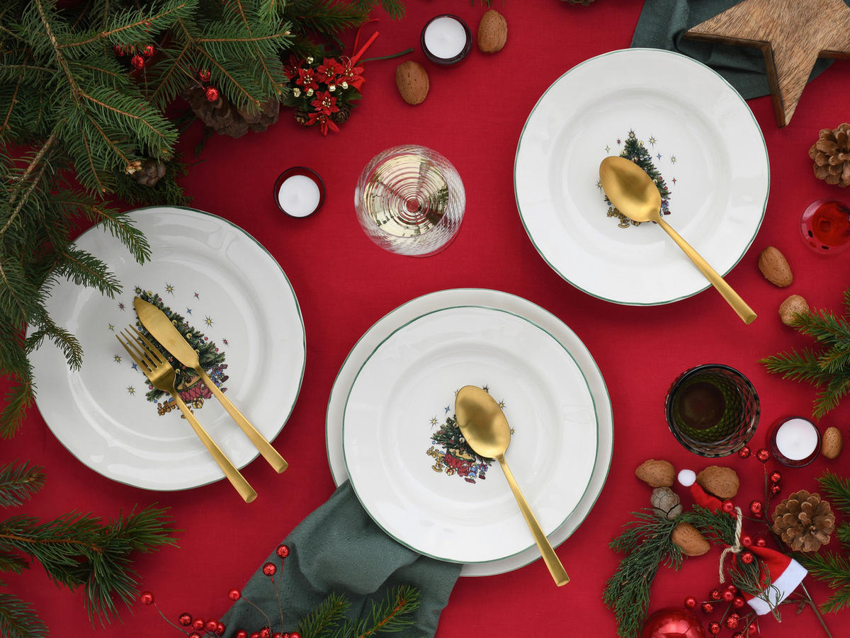 TAFELSERVICE Tannenbaum bunt 12-teilig  - Multicolor/Weiß, Basics, Keramik - Creatable