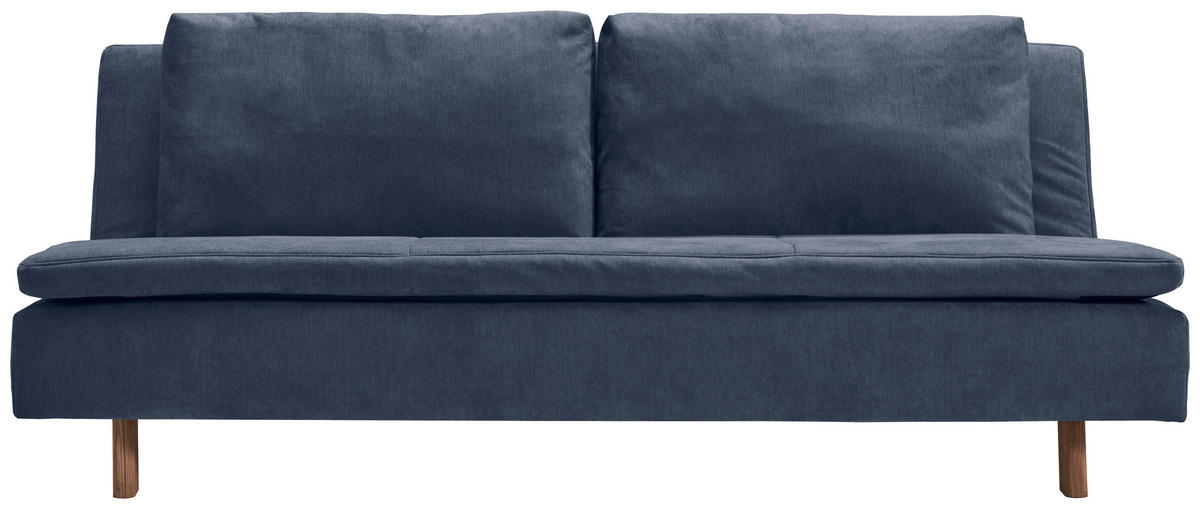 SCHLAFSOFA Flachgewebe Dunkelblau  - Eichefarben/Dunkelblau, KONVENTIONELL, Holz/Textil (205/85/98cm) - Carryhome