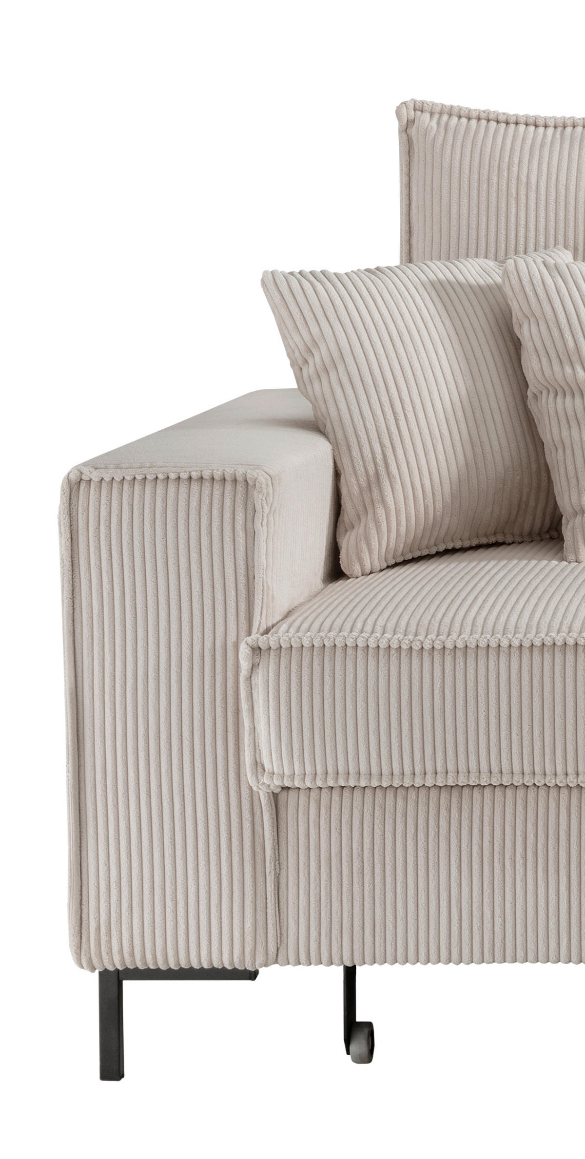 ECKSOFA Beige Cord  - Beige/Schwarz, MODERN, Textil/Metall (240/150cm) - Livetastic