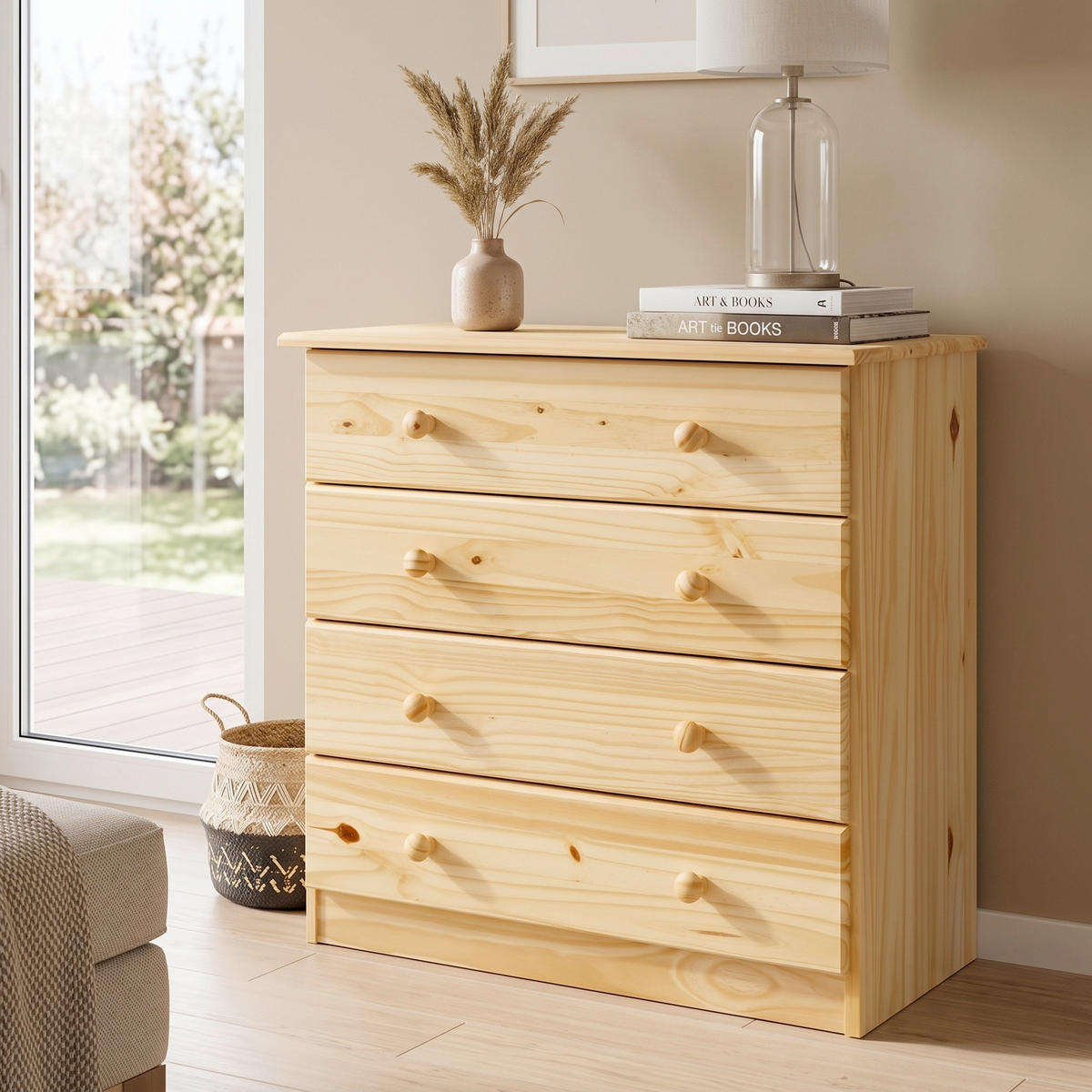 KOMMODE , 79/75/40 cm, 4 Schublade(n)  - Naturfarben, Design, Holz (79/75/40cm) - MID.YOU