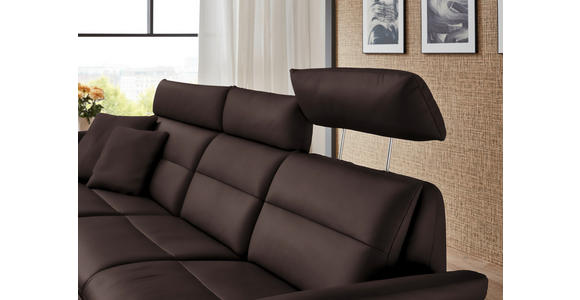 ECKSOFA in Echtleder Dunkelbraun  169/298 cm  - Dunkelbraun/Schwarz, Design, Leder/Metall (169/298cm) - Dieter Knoll