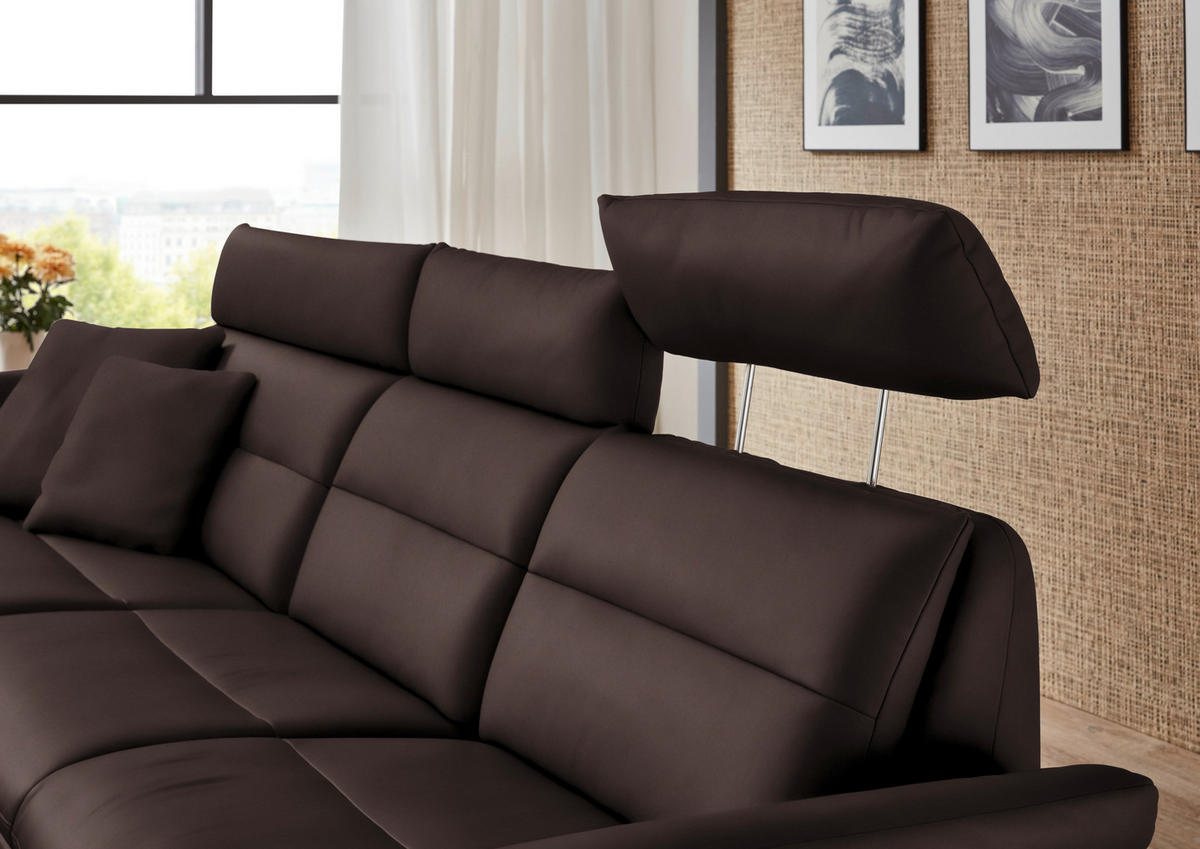 ECKSOFA in Echtleder Dunkelbraun  - Dunkelbraun/Schwarz, Design, Leder/Metall (169/298cm) - Dieter Knoll