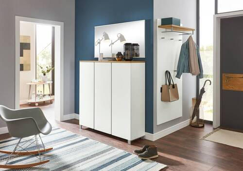 GARDEROBE 3-teilig in 210/195/37 cm - Eichefarben/Silberfarben, Design, Holz/Holzwerkstoff (210/195/37cm)