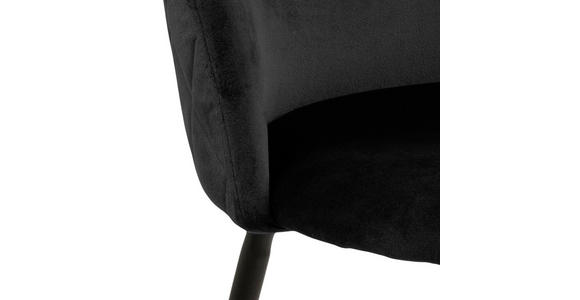 STUHL Samt Schwarz  - Schwarz, KONVENTIONELL, Textil/Metall (49,5/80,5/54cm) - Ambia Home