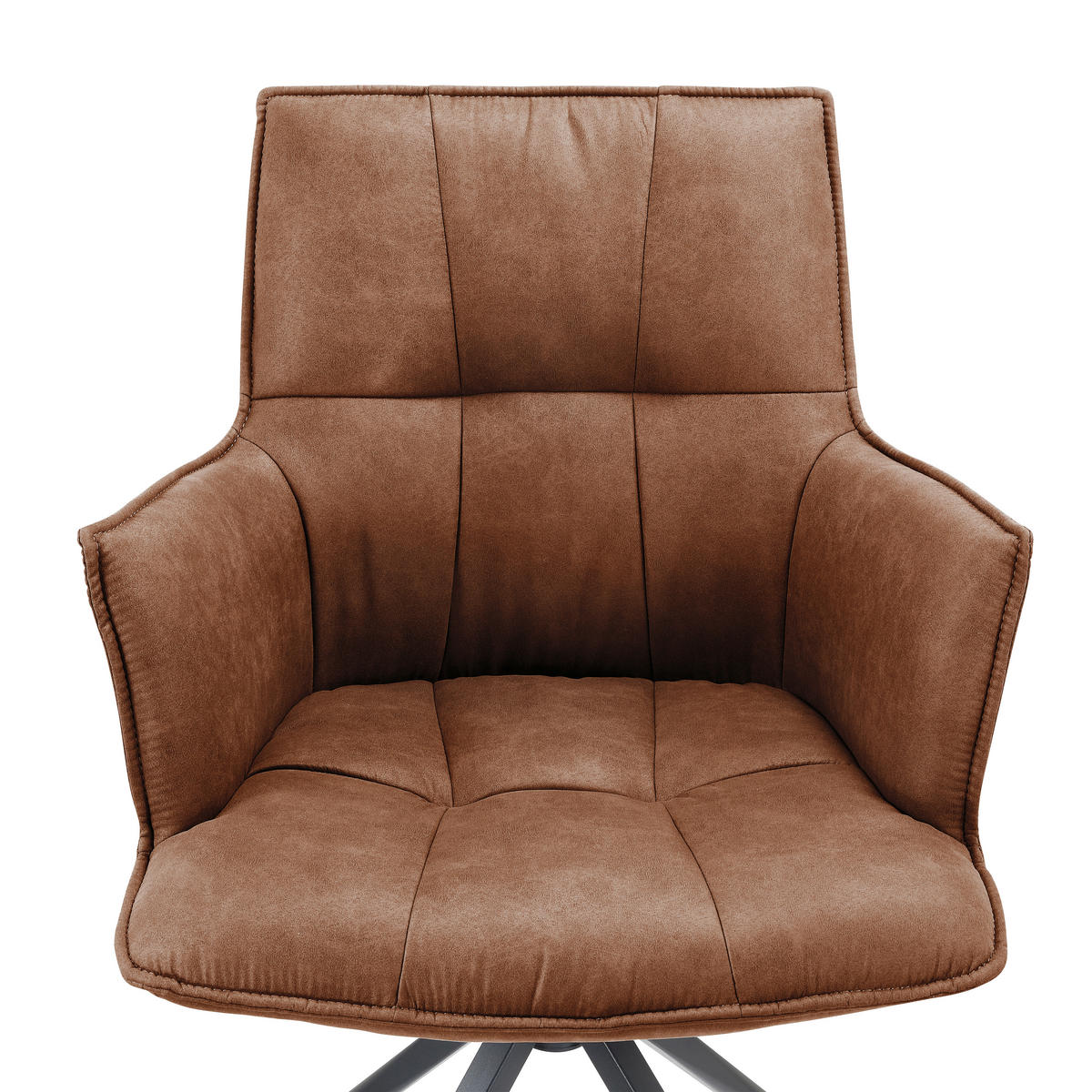 ARMLEHNSTUHL  in Eisen Mikrofaser  - Cognac/Schwarz, Design, Textil/Metall (59/89,5/63cm) - Novel