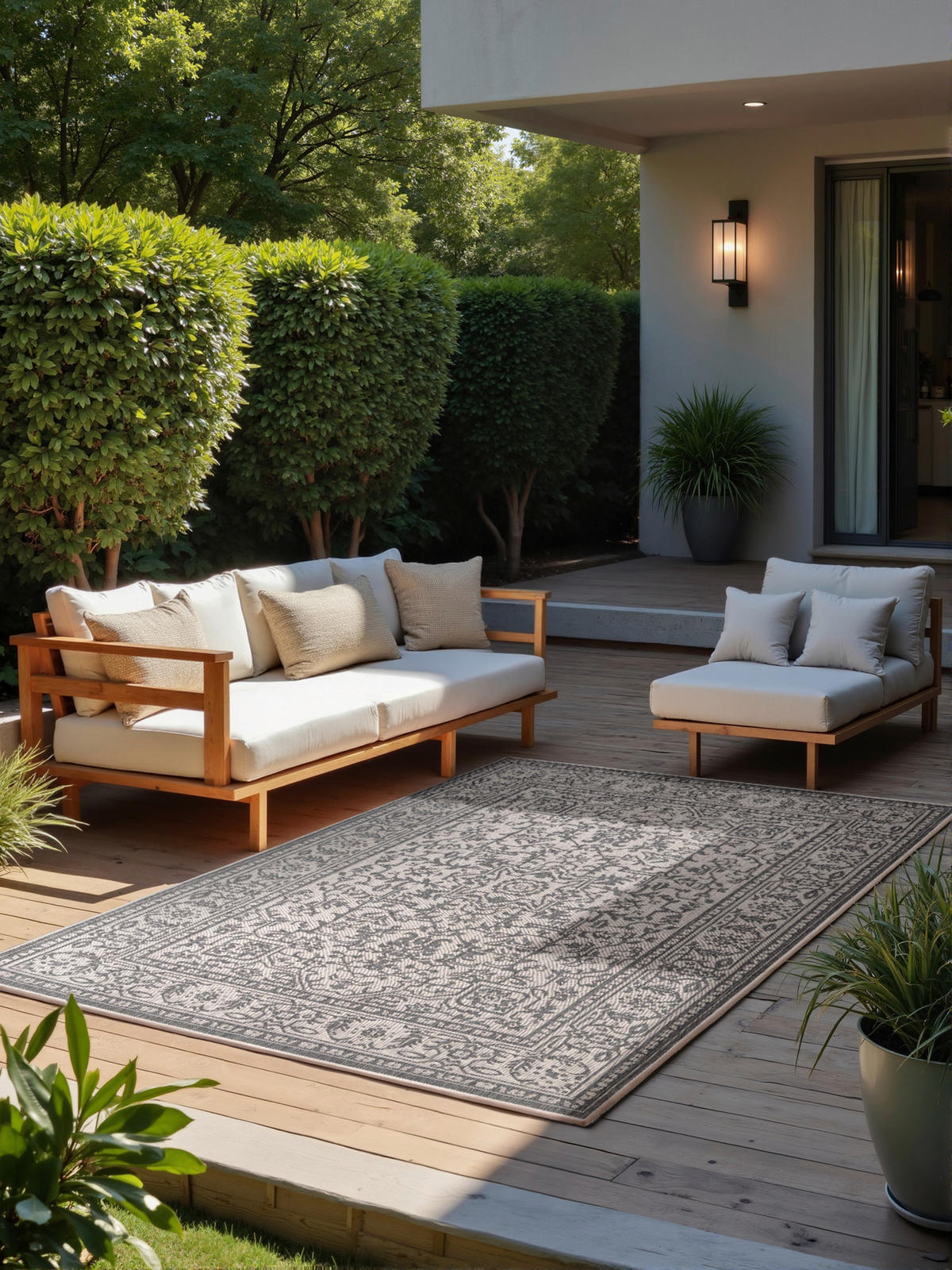 OUTDOORTEPPICH 120/170 cm Duet Grau, Weiß  - Weiß/Grau, Design, Kunststoff (120/170cm)