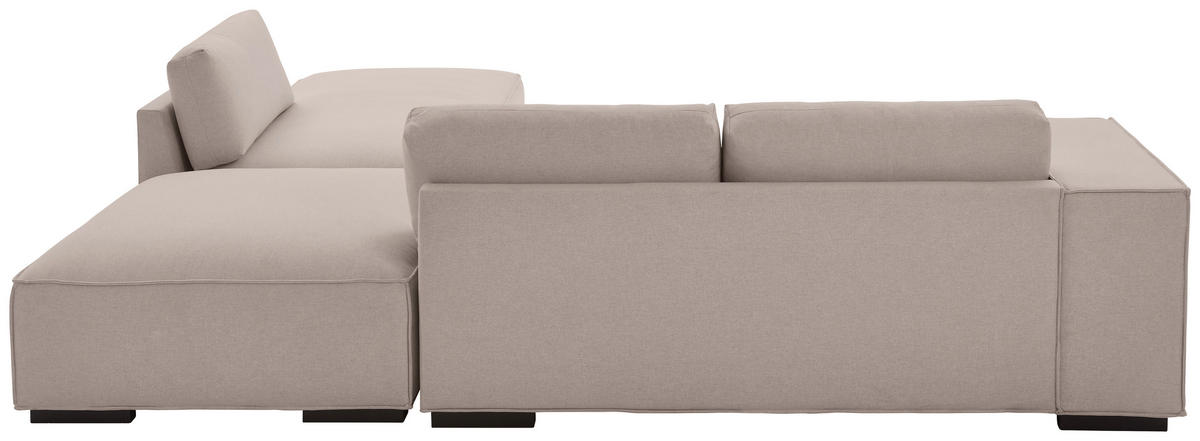 ECKSOFA Taupe Webstoff  - Taupe/Schwarz, Trend, Holz/Textil (280/260cm) - Livetastic