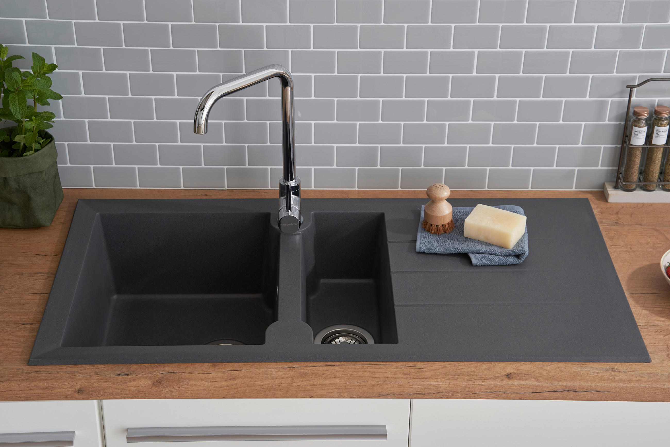 SPÜLE 1712ALINEO100X50TG  - Dunkelgrau, Trend, Stein (100/21/50cm) - Respekta
