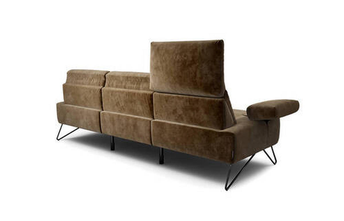 3-SITZER-SOFA Samt Braun  - Schwarz/Braun, Design, Textil/Metall (234-264/85/86-94cm) - SENSOO