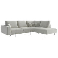 ECKSOFA Creme Flachgewebe  - Creme/Schwarz, Design, Textil/Metall (296/223cm) - Novel