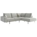 ECKSOFA Creme Flachgewebe  - Creme/Schwarz, Design, Textil/Metall (296/223cm) - Novel