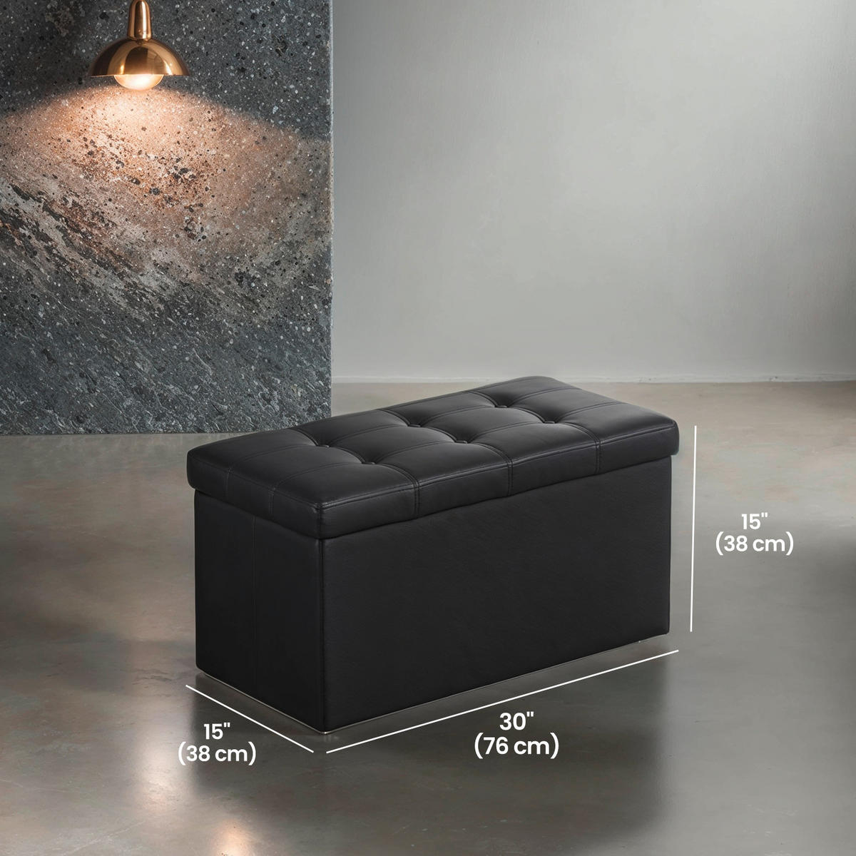 SITZBOX in Leder, Holzwerkstoff Schwarz  - Schwarz, Basics, Leder/Holzwerkstoff (76/38/38cm)