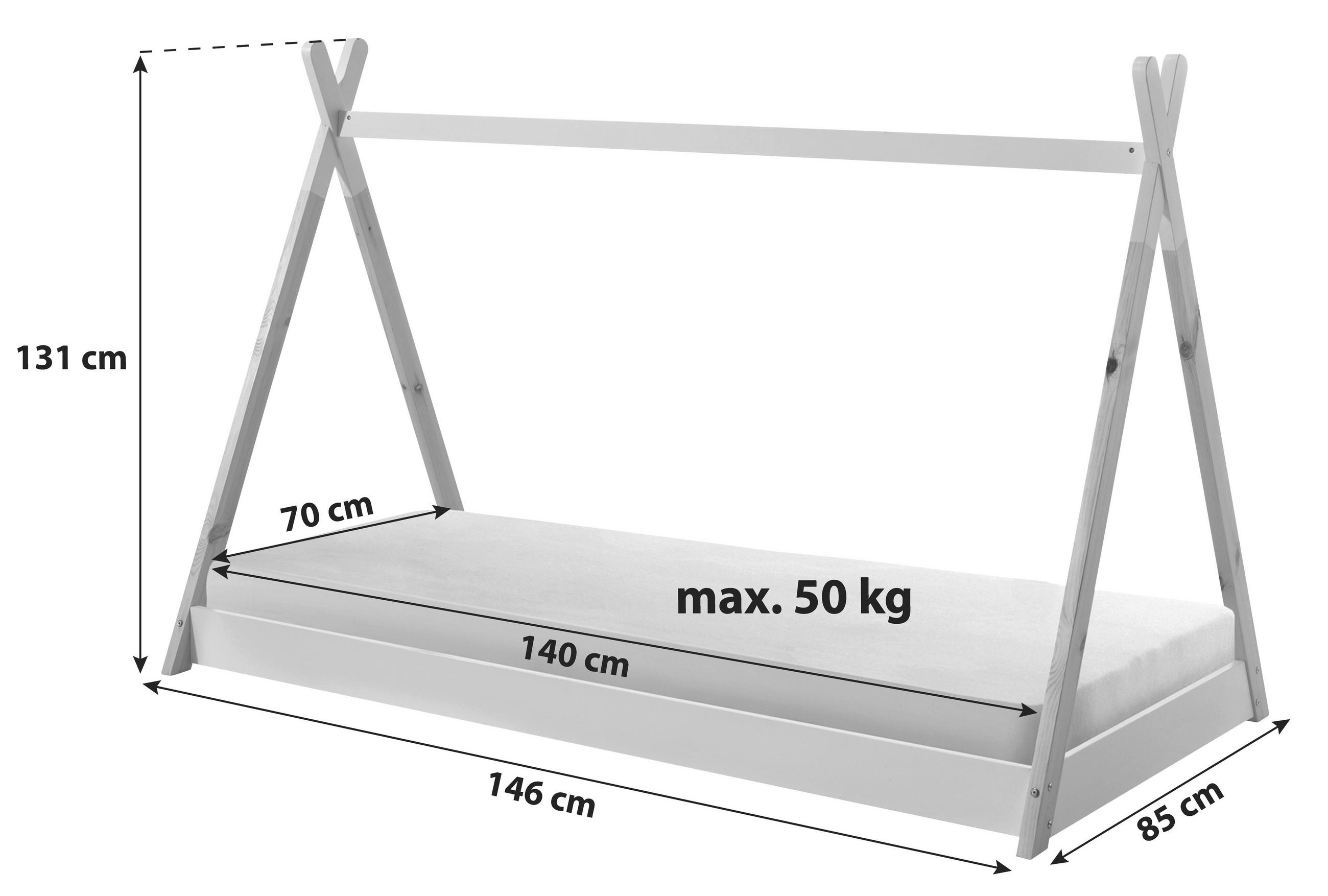 HAUSBETT Lattenrost 70/140 cm  - Weiß/Kieferfarben, MODERN, Holz (70/140cm) - MID.YOU