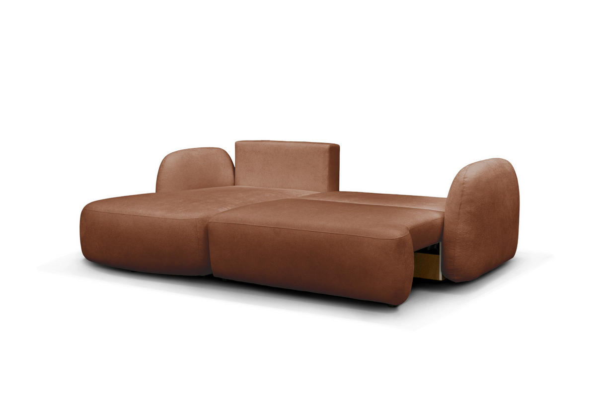 ECKSOFA VELU Terracotta Chenille  - Terracotta/Schwarz, Design, Textil (175cm) - MID.YOU