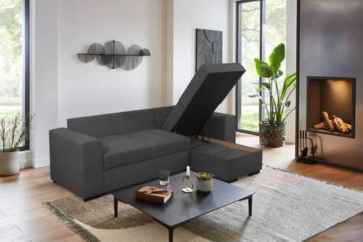 ROHOVÁ SEDAČKA, textil, antracitová - černá/antracitová, Konvenční, textil/plast (243/155cm) - Carryhome