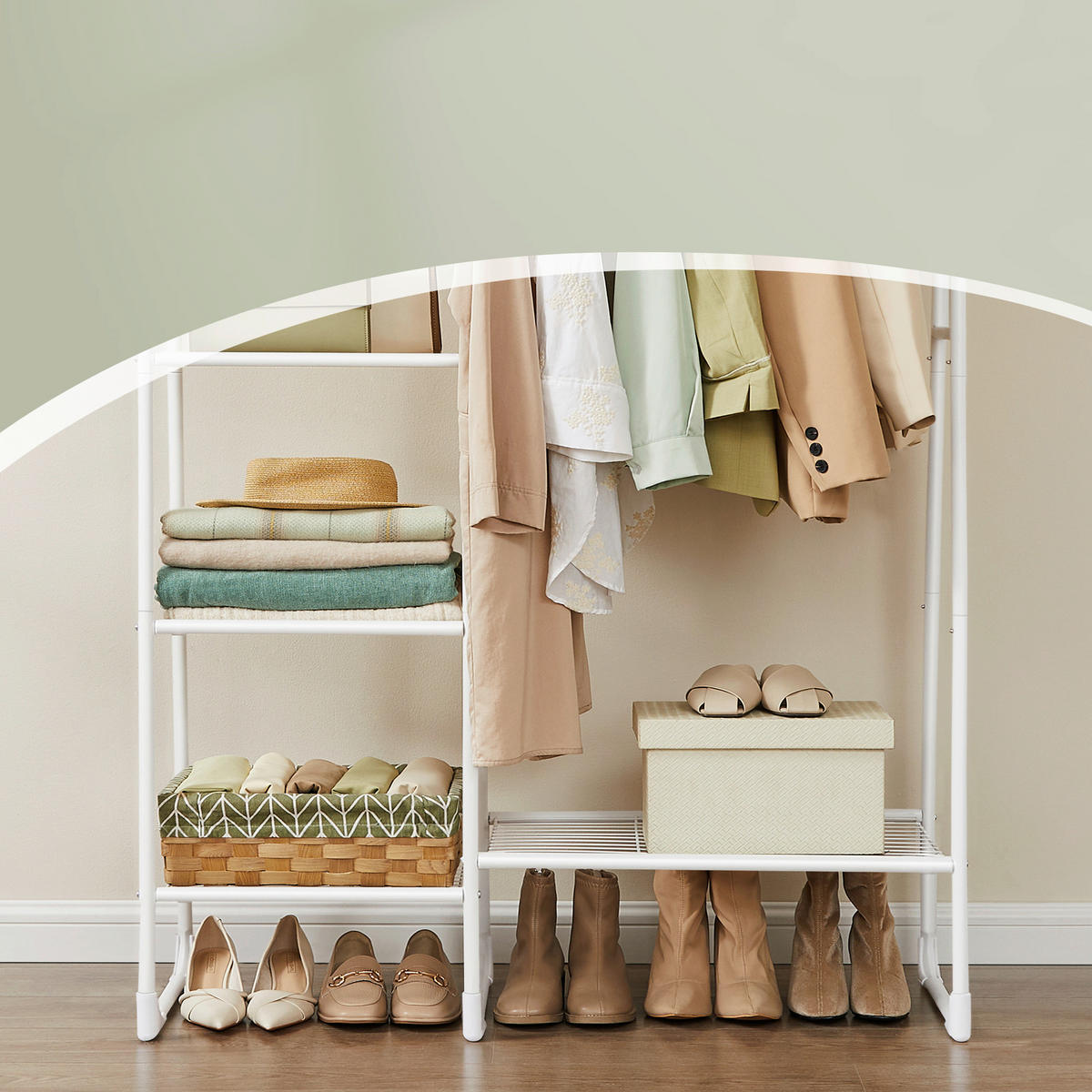 KLEIDERSTÄNDER in Weiß 101,7/153,3/40 cm   - Weiß, Trend, Kunststoff/Metall (101,7/153,3/40cm) - Boxxx