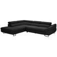 ECKSOFA in Webstoff Schwarz  - Schwarz, Design, Textil/Metall (235/280cm) - Hom`in