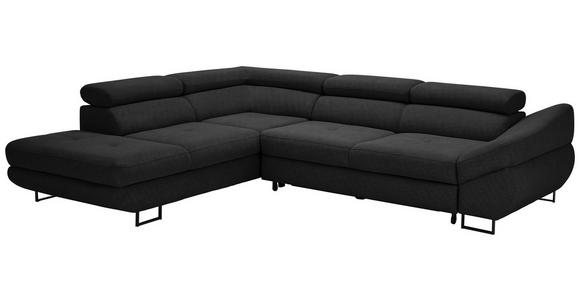 ECKSOFA in Webstoff Schwarz  - Schwarz, Design, Textil/Metall (235/280cm) - Hom`in