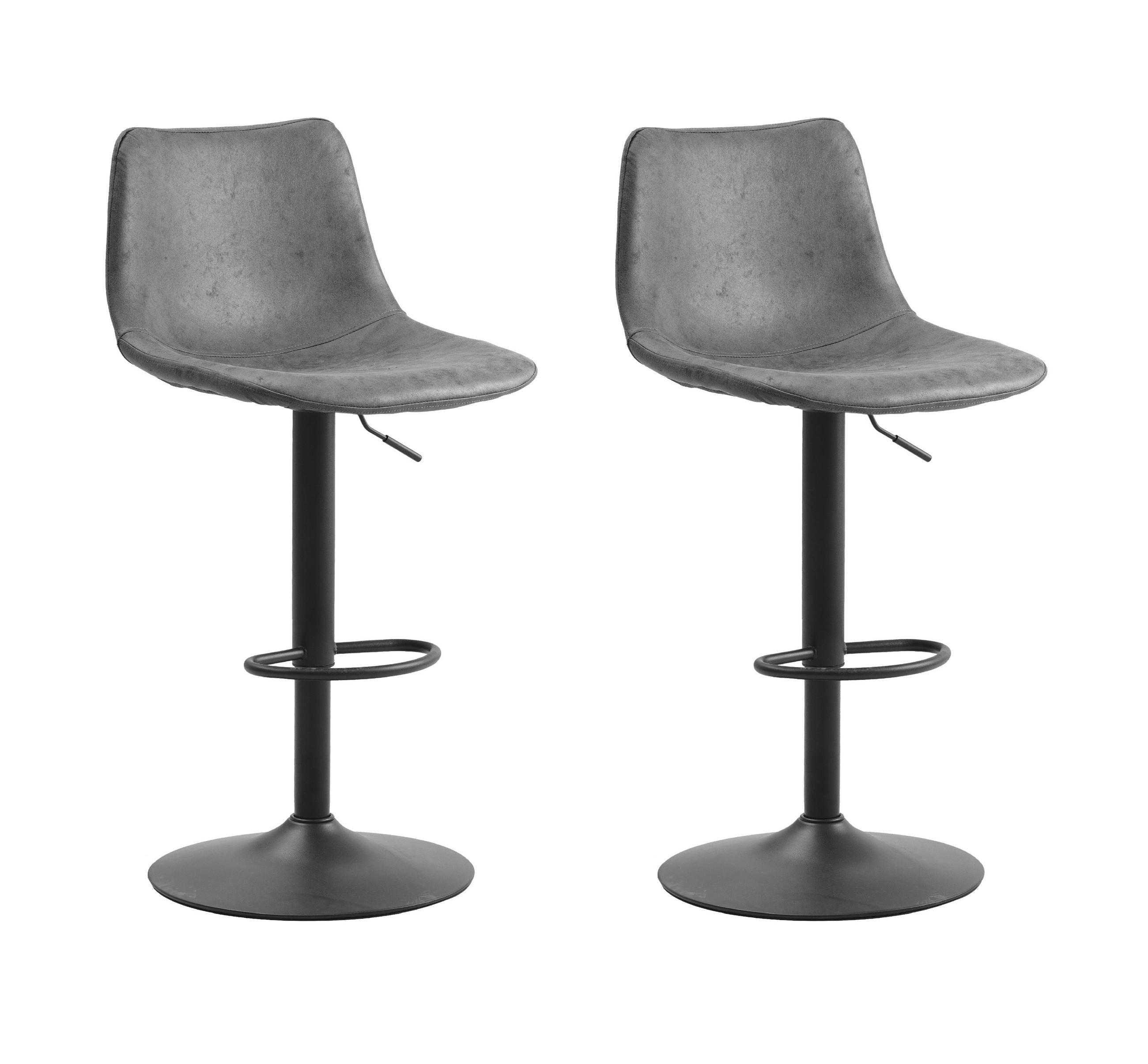 BARHOCKER-SET Mikrofaser Anthrazit Stahl  - Anthrazit/Schwarz, Basics, Textil/Metall (45/90/52cm) - MID.YOU