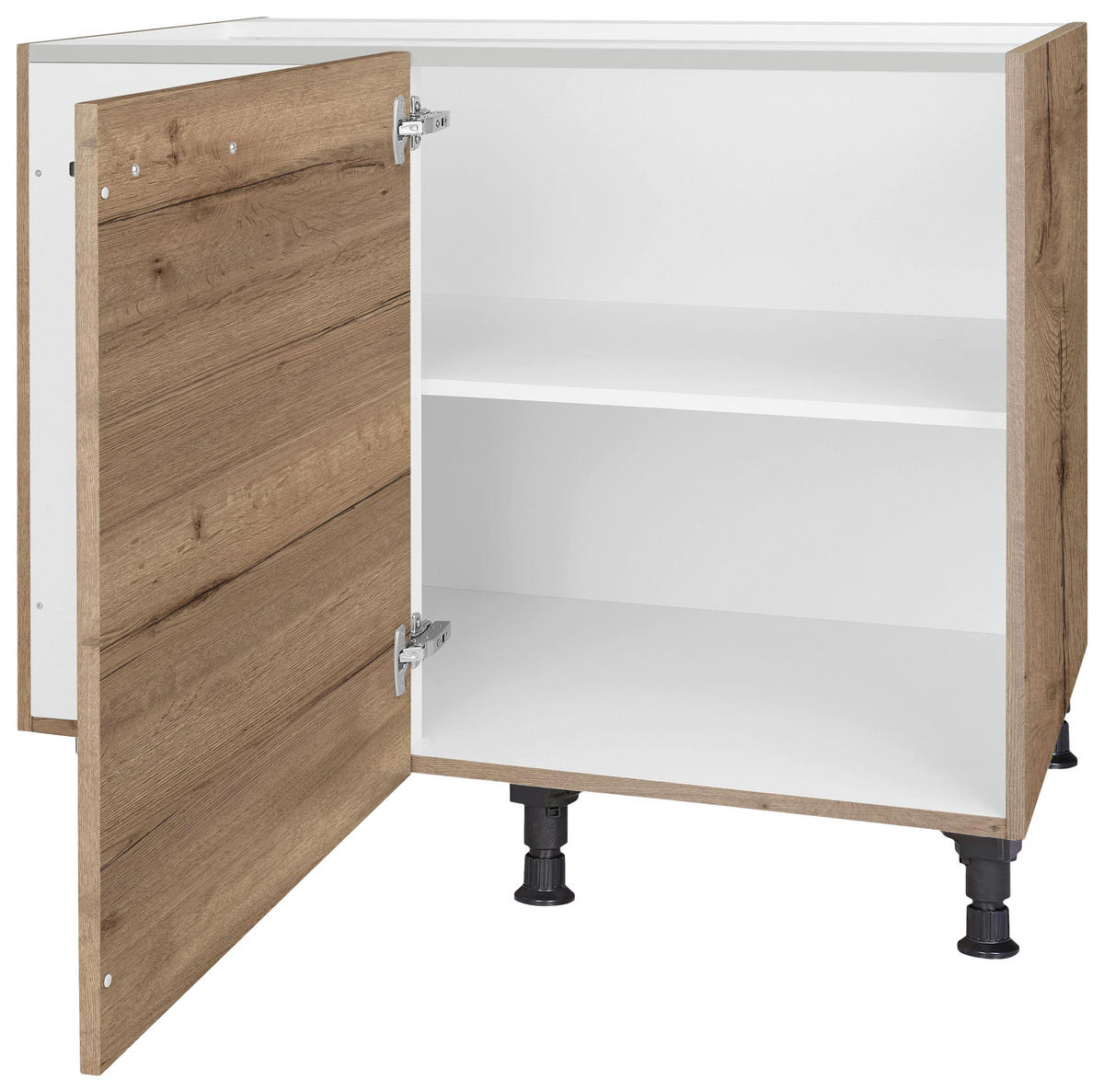 ECKUNTERSCHRANK 125/87/65 cm  - Eiche dunkel/Schwarz, MODERN, Holzwerkstoff/Metall (125/87/65cm) - Nobilia