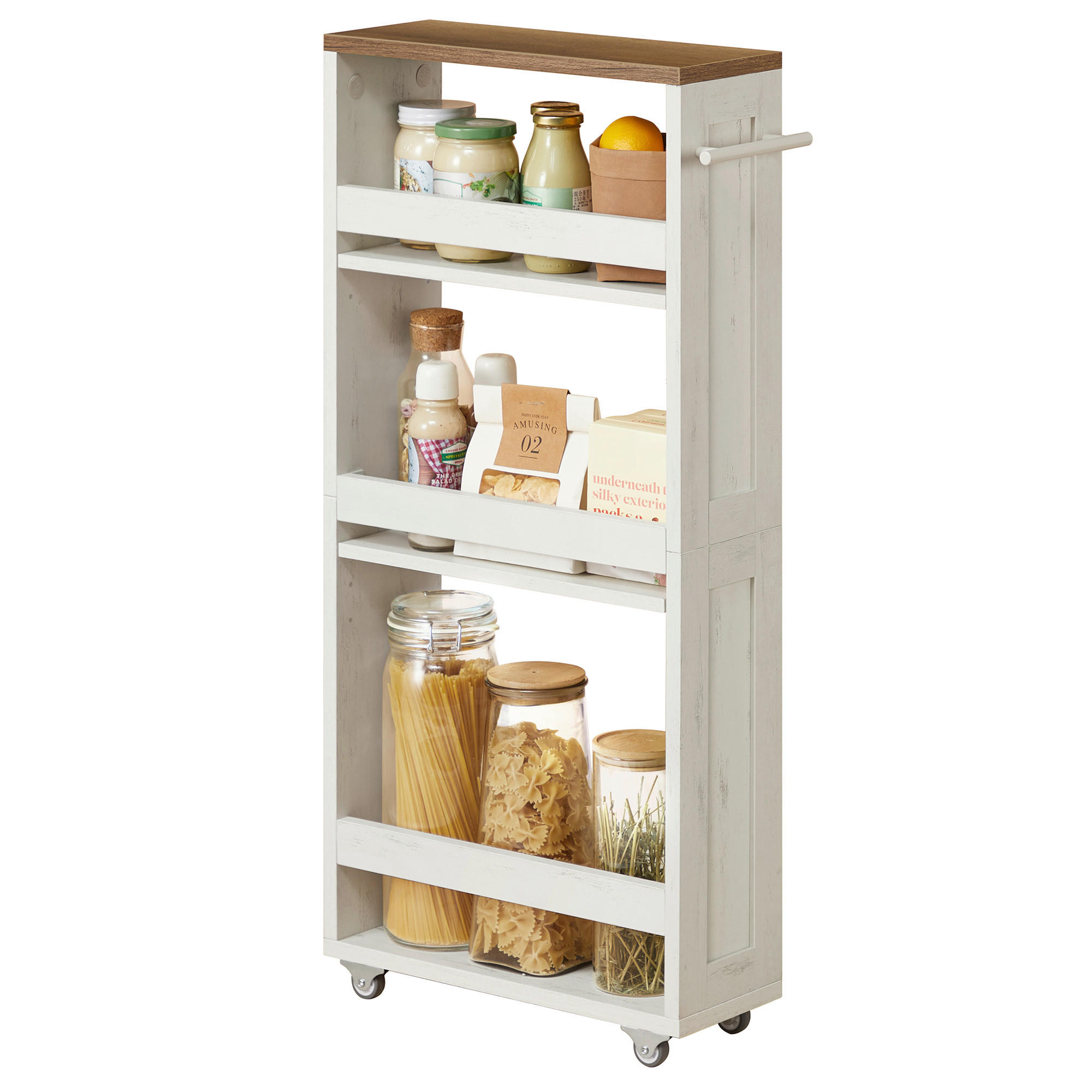 SERVIERWAGEN Weiß, Braun  - Weiß/Braun, Basics, Holzwerkstoff/Kunststoff (40/86,5/15cm)