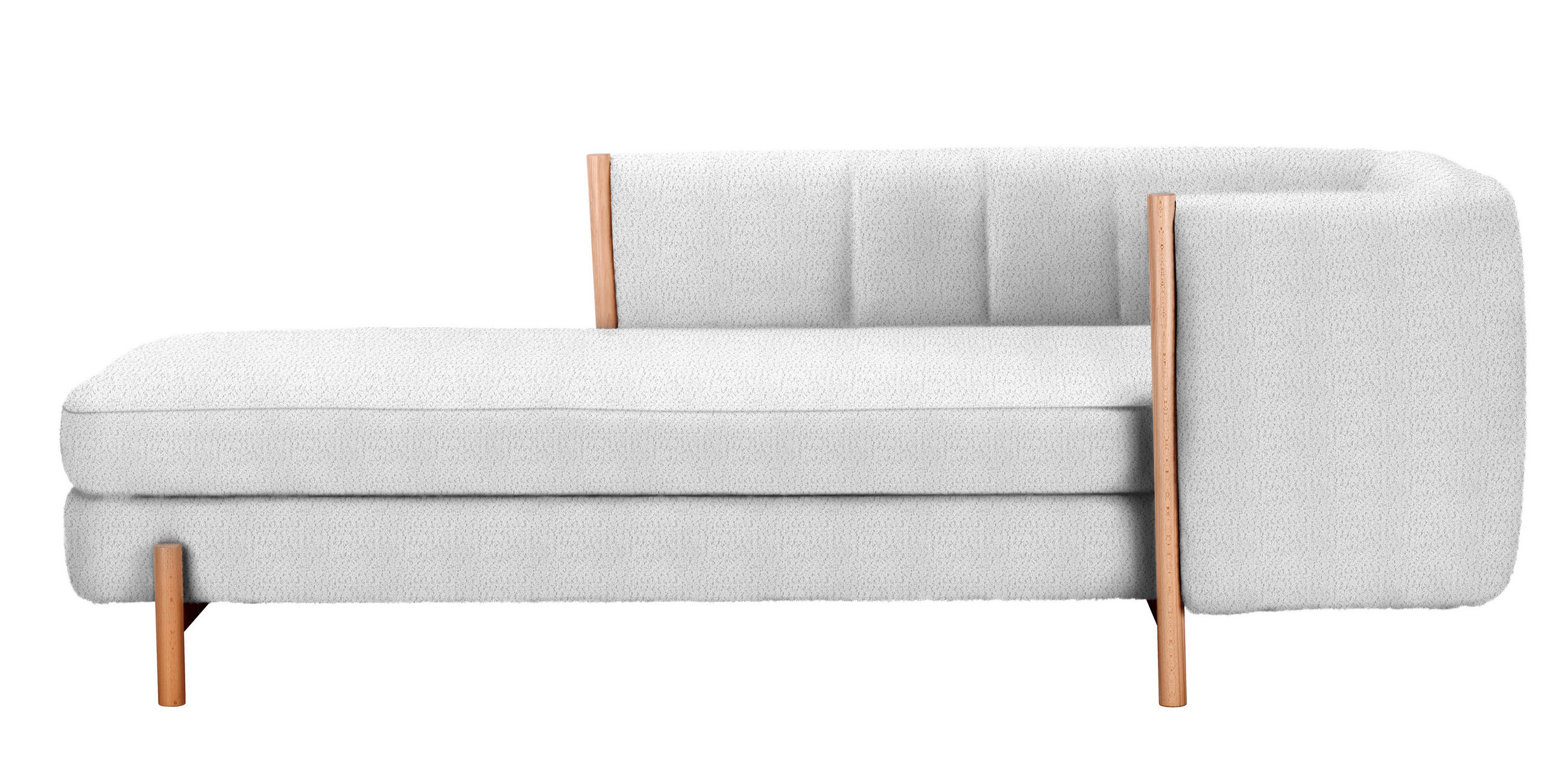 RÉCAMIERE Hellgrau Plüsch  - Hellgrau/Naturfarben, Design, Holz/Textil (216/90/109cm) - Niels Andersson