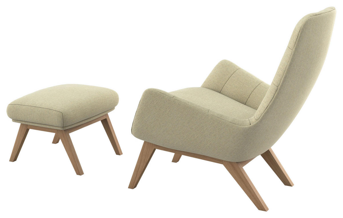 SESSELSET Flachgewebe Hocker    - Eichefarben/Beige, Design, Holz/Textil (84/95/96cm) - MID.YOU