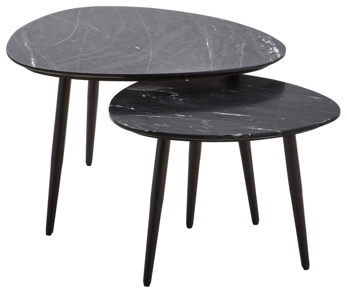 SET KLUB STOLIĆA crna  metal, kamen  - crna, Trend, kamen/metal (74/54/68/52/45/41cm) - Carryhome