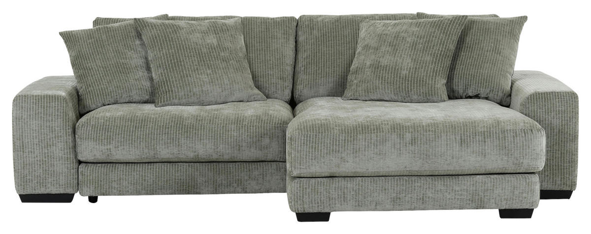ECKSOFA in Flachgewebe Olivgrün  - Schwarz/Olivgrün, Konventionell, Holz/Textil (280/190cm) - Carryhome