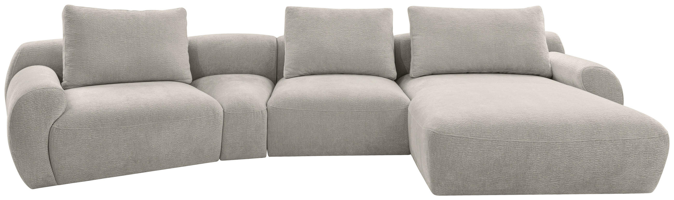 ECKSOFA Hellgrau Chenille  - Hellgrau/Schwarz, KONVENTIONELL, Kunststoff/Textil (362/176cm) - Carryhome