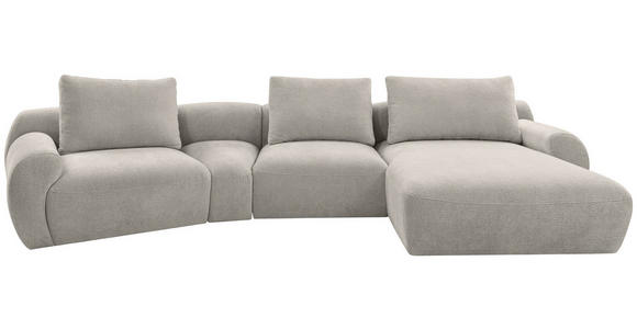 ECKSOFA Hellgrau Chenille Rückenkissen, Rücken echt  - Hellgrau/Schwarz, KONVENTIONELL, Kunststoff/Textil (362/176cm) - Carryhome