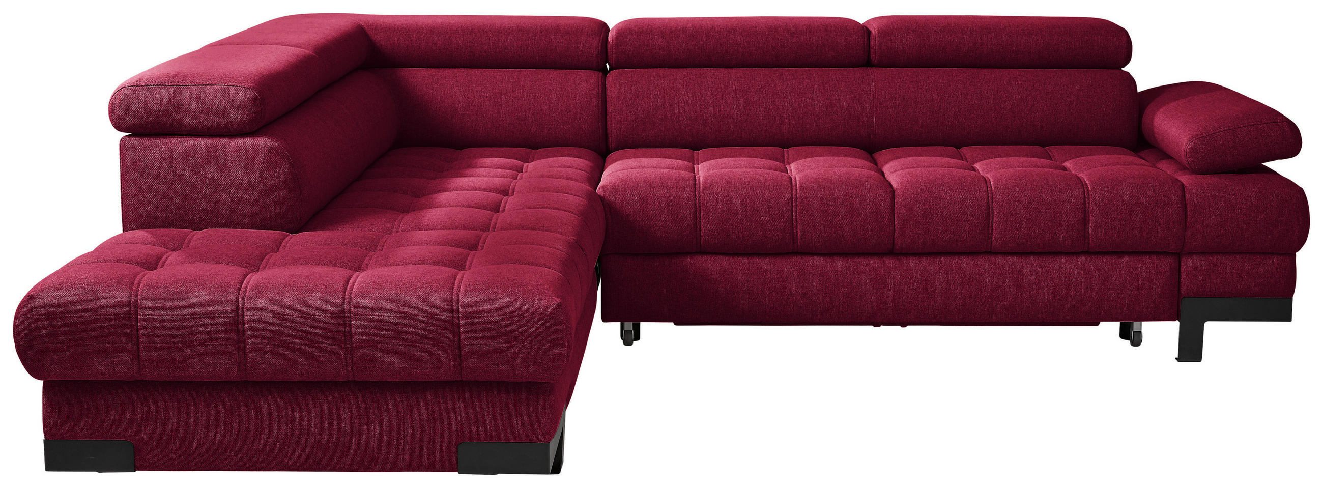 ECKSOFA Rot Webstoff  - Rot/Schwarz, Design, Textil/Metall (223/263cm) - Welnova