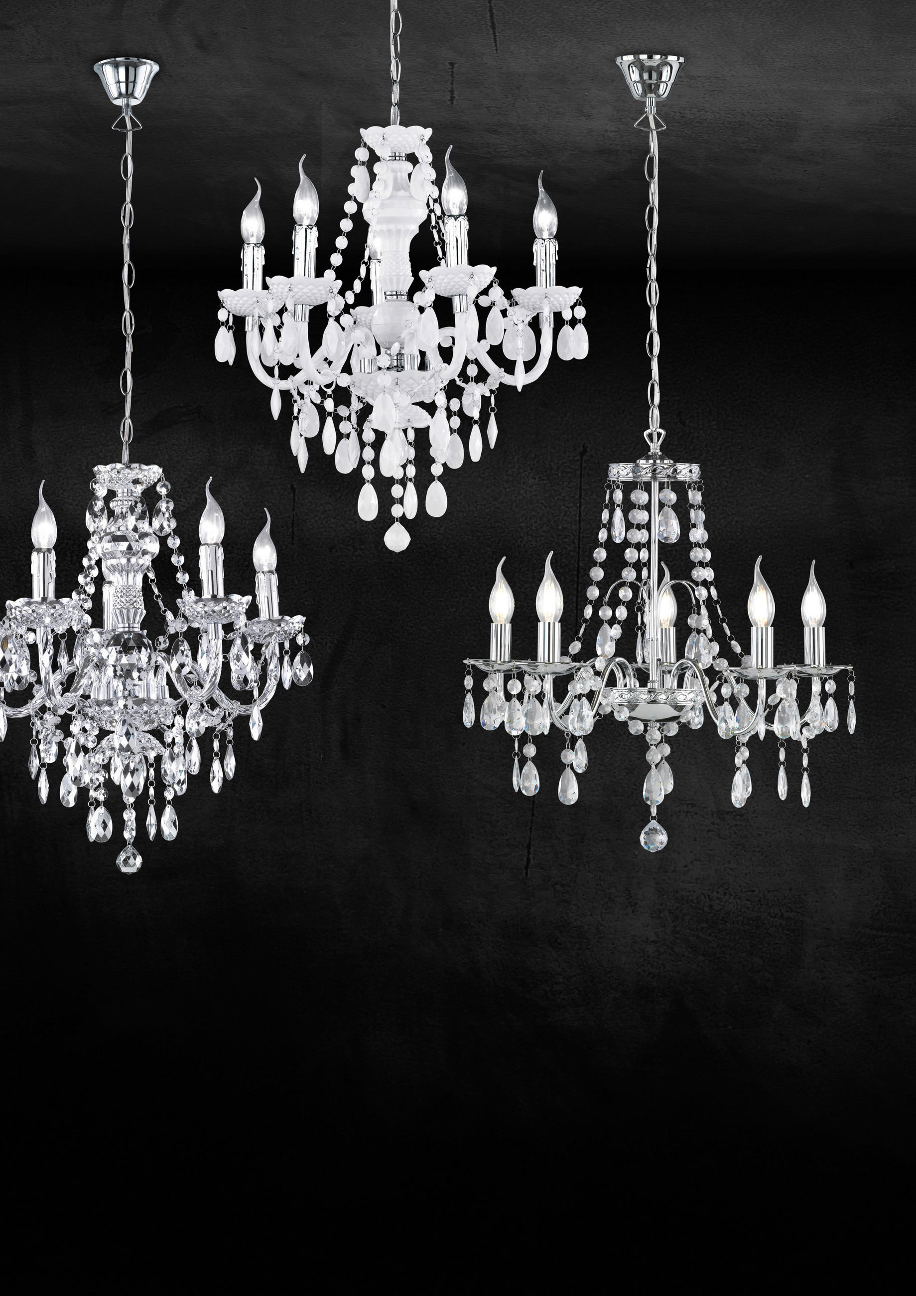 LUSTER 52/150 cm KRONE - bijela/boje kroma, Design, metal/plastika (52/150cm)