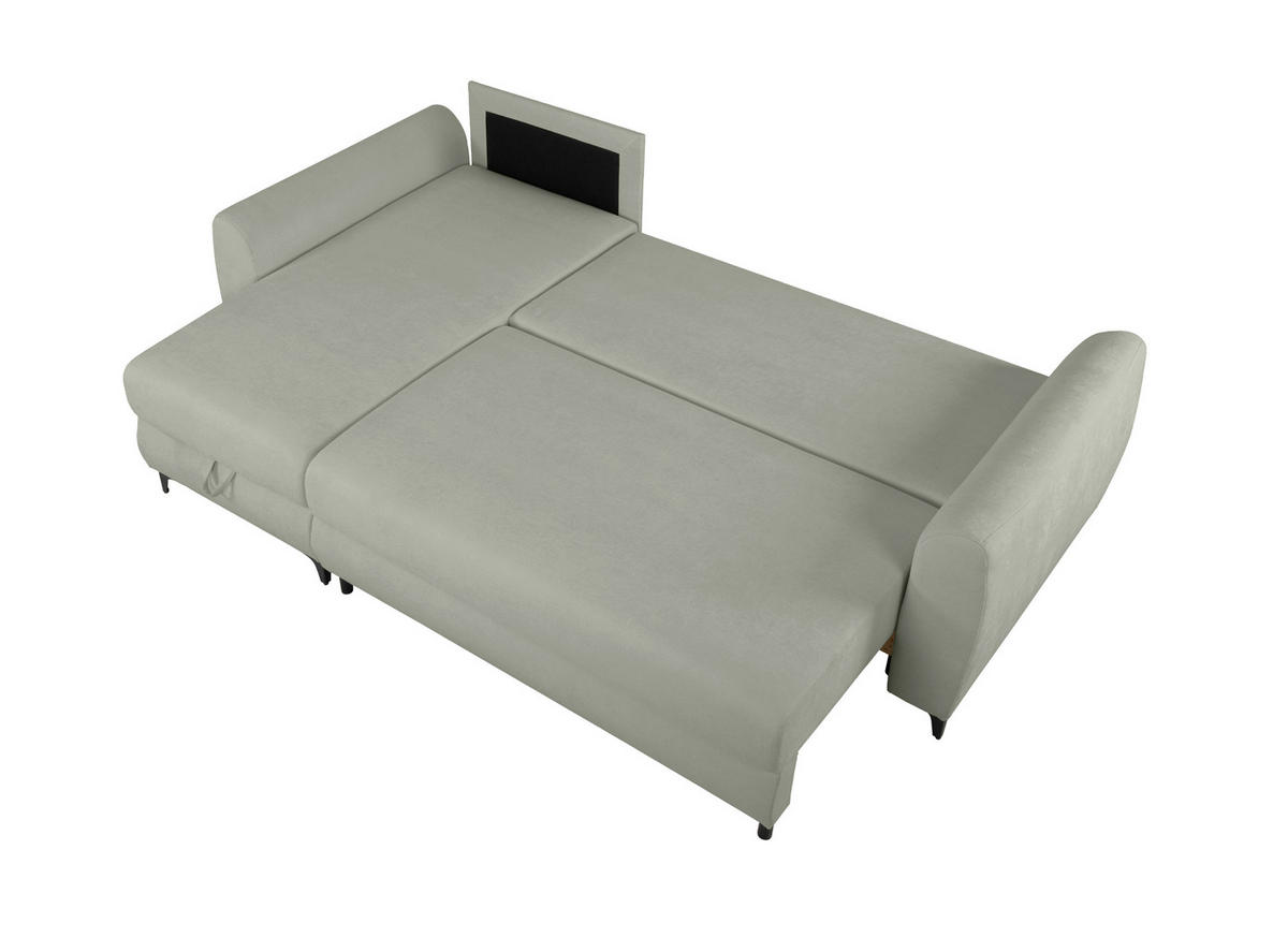 ECKSOFA Moli Grau  - Schwarz/Grau, Design, Textil/Metall (236/148cm) - MID.YOU