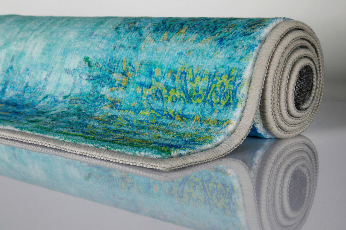 BADTEPPICH Blau, Türkis 70/120 cm  - Türkis/Blau, Basics, Kunststoff/Textil (70/120cm) - WECON HOME