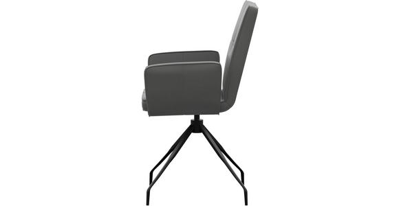 ARMLEHNSTUHL  Lederauswahl, Sitzfläche 180° drehbar  Echtleder  - Dunkelgrau/Schwarz, Design, Leder/Metall (65/91/58cm) - Moderano