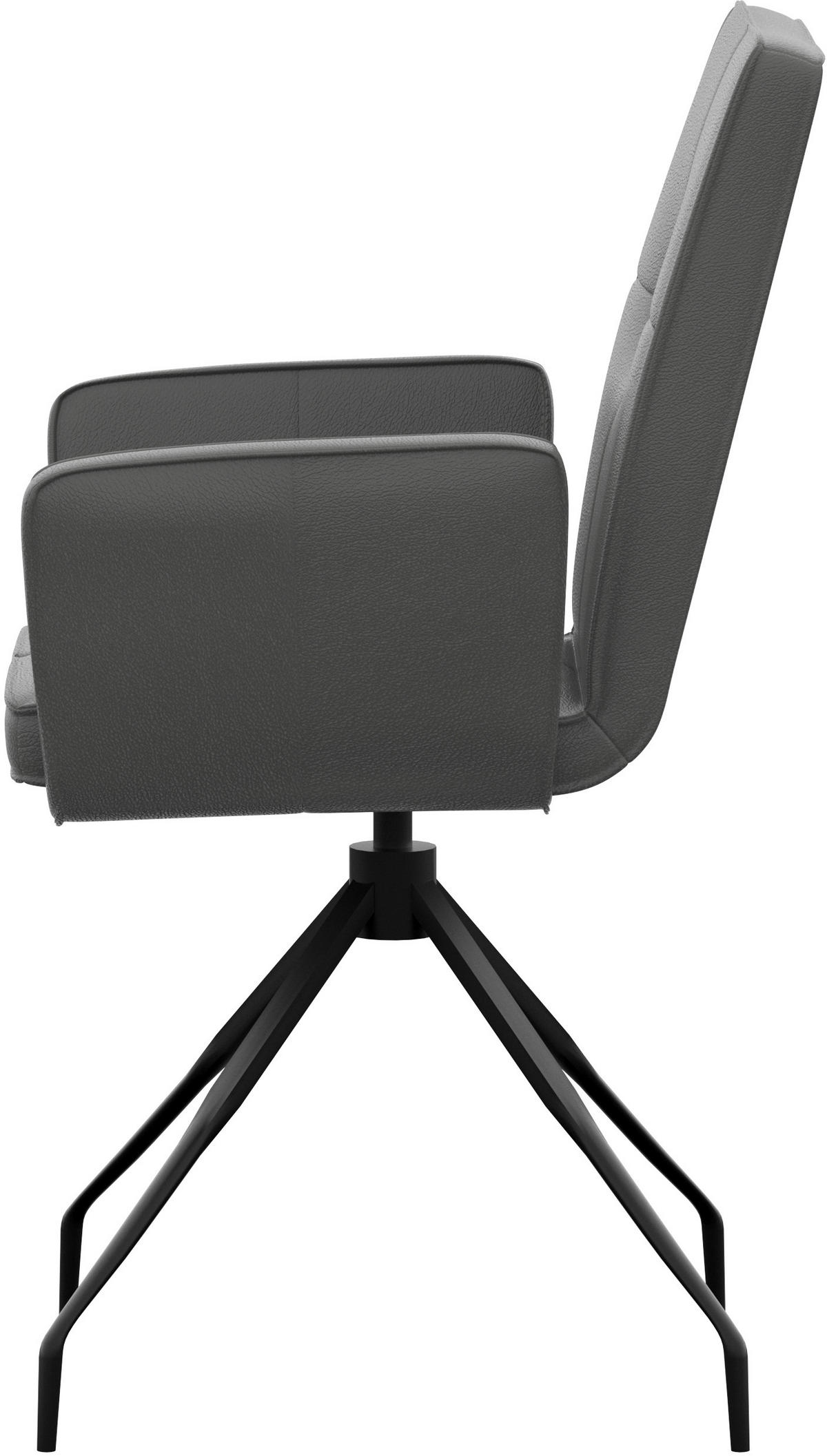 ARMLEHNSTUHL  in Stahl Echtleder pigmentiert  - Dunkelgrau/Schwarz, Design, Leder/Metall (65/91/58cm) - Moderano