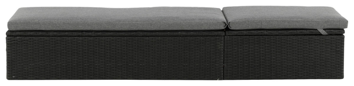 SONNENLIEGE 60.5/37.5/198 cm  - Schwarz/Grau, KONVENTIONELL, Kunststoff/Textil (60.5/37.5/198cm) - Gardenson