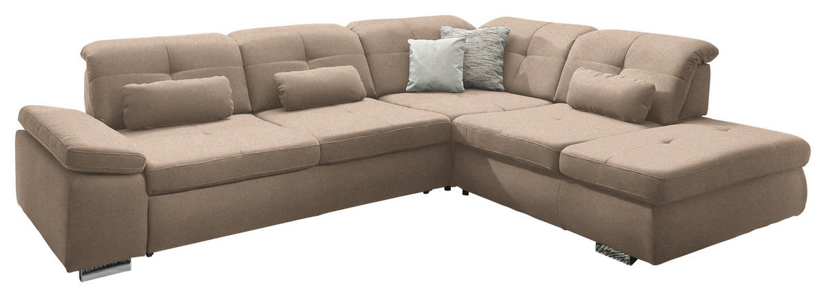 ECKSOFA  in Mikrofaser Beige  312/260 cm  - Chromfarben/Beige, Design, Textil/Metall (312/260cm) - Beldomo Style