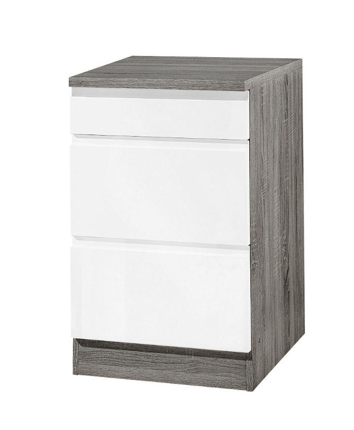 KÜCHENUNTERSCHRANK 50/85/60 cm  in Grau, Weiß Hochglanz  - Weiß Hochglanz/Grau, Basics, Holzwerkstoff (50/85/60cm) - Held