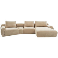 ECKSOFA Beige Chenille  - Beige/Schwarz, KONVENTIONELL, Kunststoff/Textil (362/176cm) - Carryhome