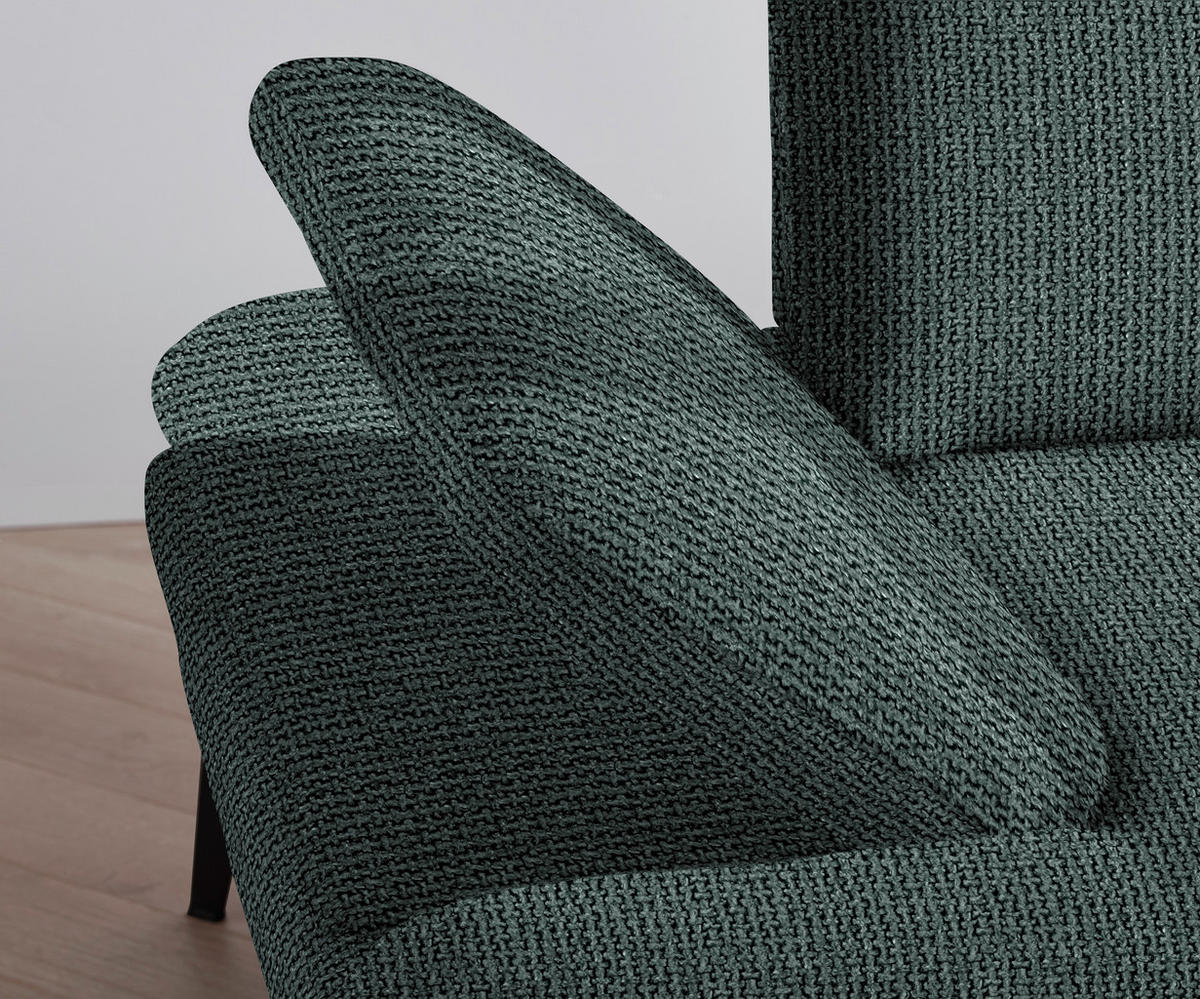 ECKSOFA in Webstoff Grau, Grün  289/180 cm  - Schwarz/Grau, Design, Textil/Metall (289/180cm) - Stylife