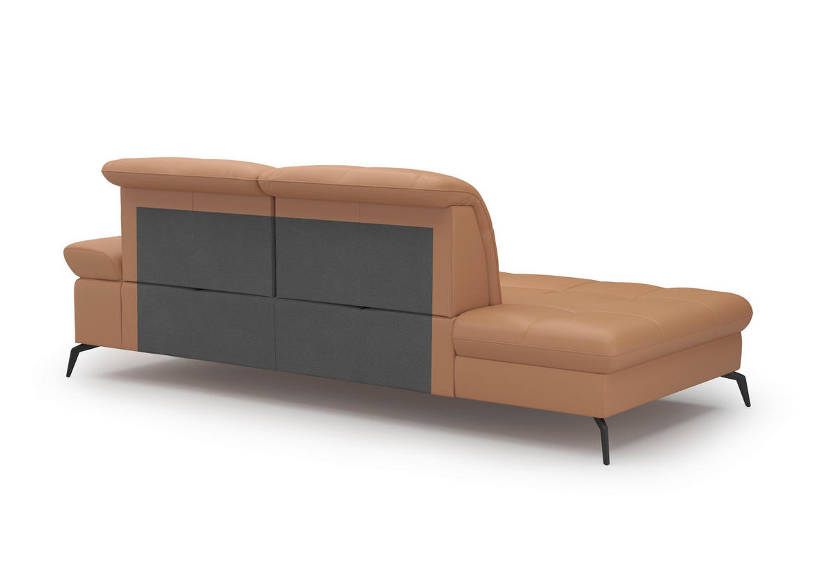 RÉCAMIERE Cappuccino Kombination Echtleder/Stoff Vliesstoff  - Schwarz/Cappuccino, KONVENTIONELL, Leder/Textil (231/90/122cm) - Sit & More